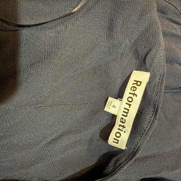 Reformation Pyper Dress Navy Blue Women's Size 4 Spaghetti Straps Maxi Gown Slit - Picture 8 of 13